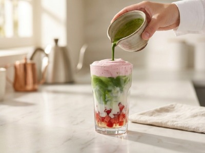 ストロベリークラウド抹茶ラテの作り方4